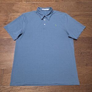 Criquet Shirt Men XL Blue Striped Polo Short Sleeve Golf Preppy Outdoor